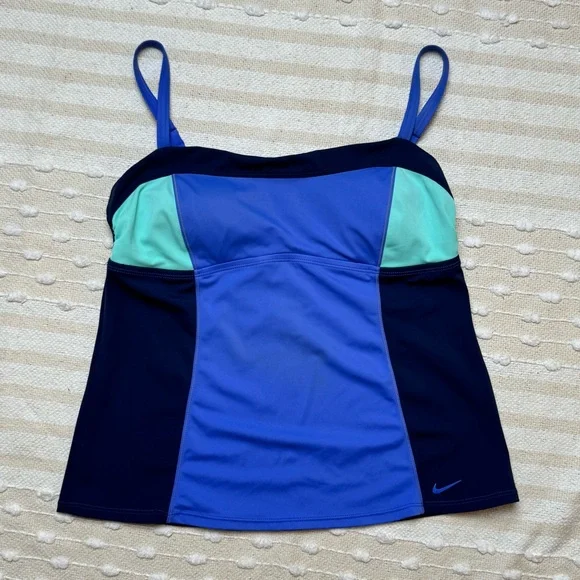 Nike color block blue/teal tankini swim top only size large - Picture 5 of 10